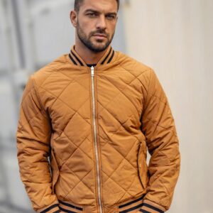 Geacă camel groasă cu două fețe – catifea & matlasat, reversibilă