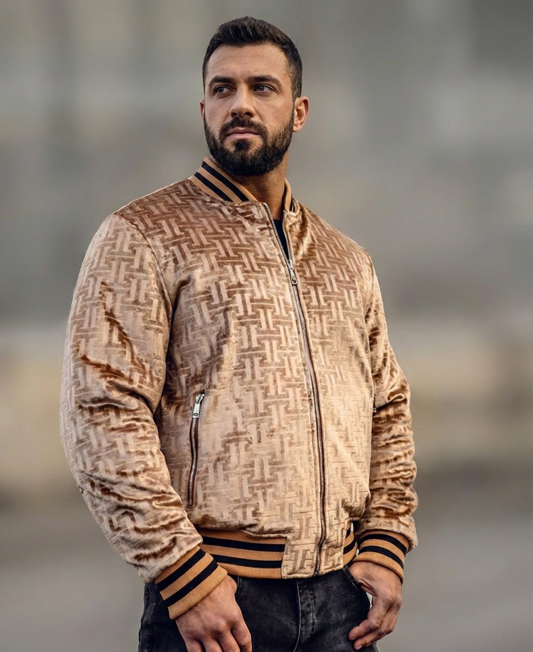 Geacă camel groasă cu două fețe – catifea & matlasat, reversibilă - imagine 2